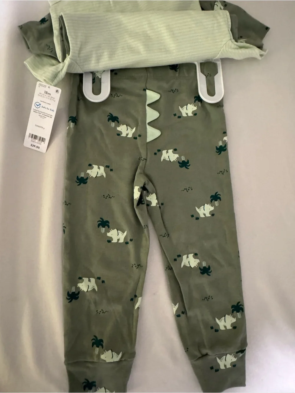 Carter's Olive Green Dinosaur Print Short Sleeve Onesie Set